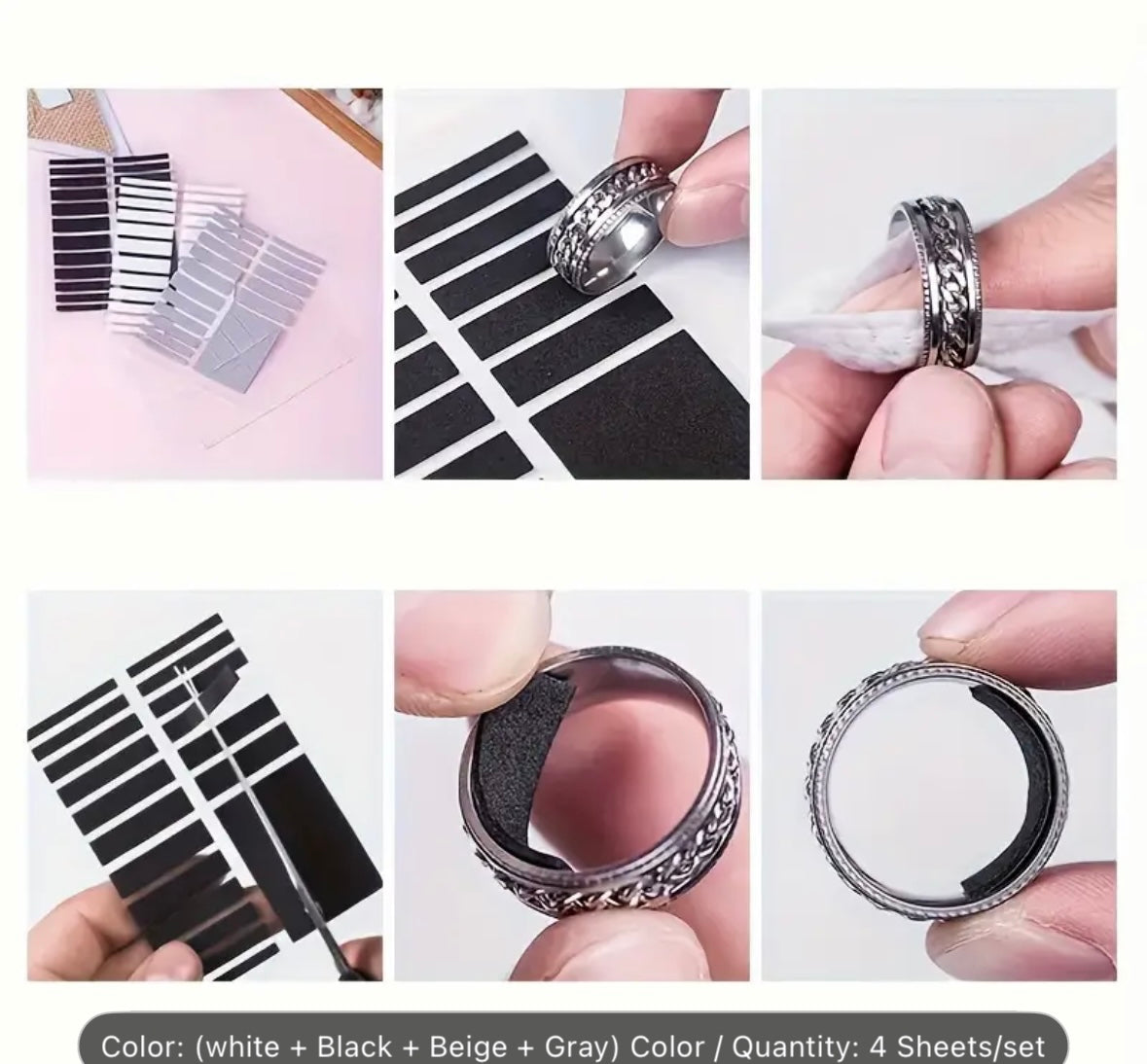 Ring size adjustment stickers